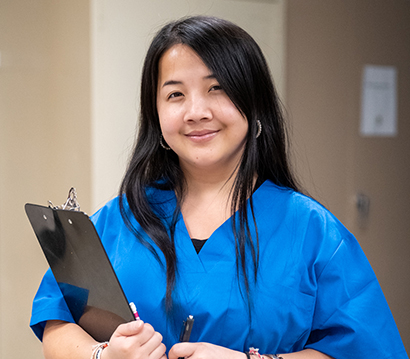 smiling medical administrative assistant student at Summit Academy