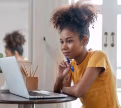person attending an online information session