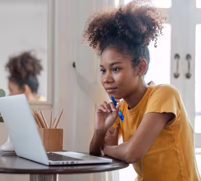 person attending an online information session