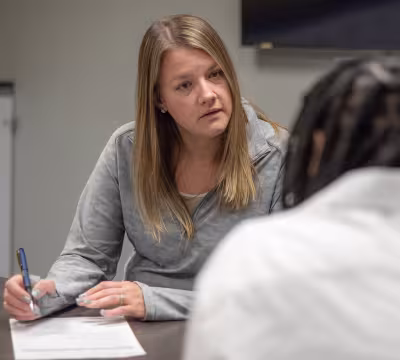 Employer partner and Summit student participating in a mock interview