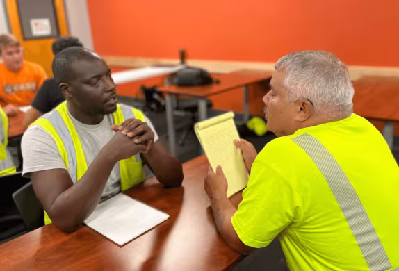 Construction student doing a mock interview