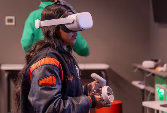 student in VR lab at summit academy