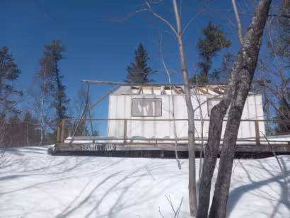 Carpentry students' in progress cabin at Steger Wilderness