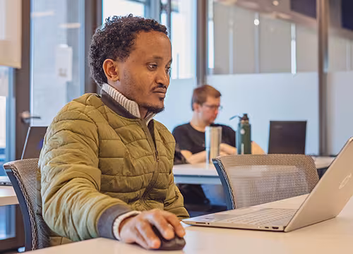 IT student in classroom