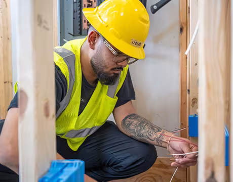 Electrician student learning wiring