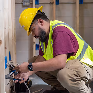 Electrician student learning wiring