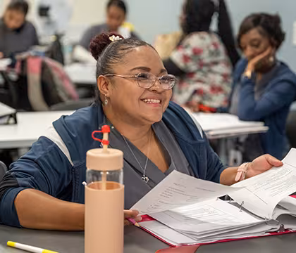 Unlicensed Dental Assistant student in classroom
