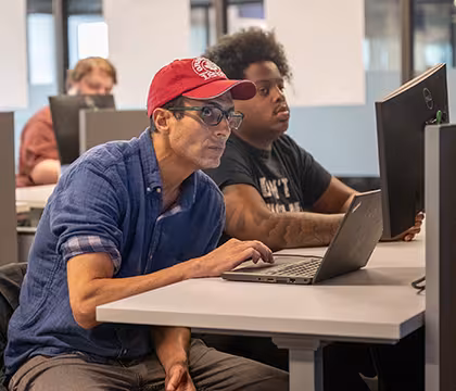 IT student in classroom