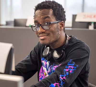 IT student in classroom