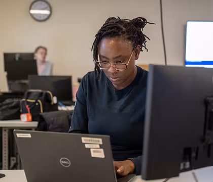 IT student in classroom