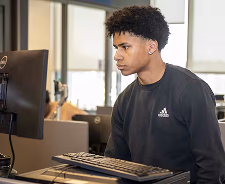 IT student in classroom