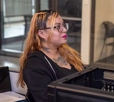 IT student in classroom