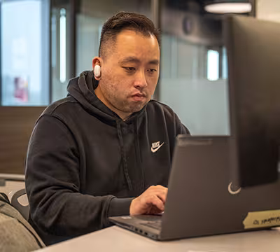 IT student in classroom