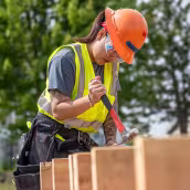 Student learning carpentry